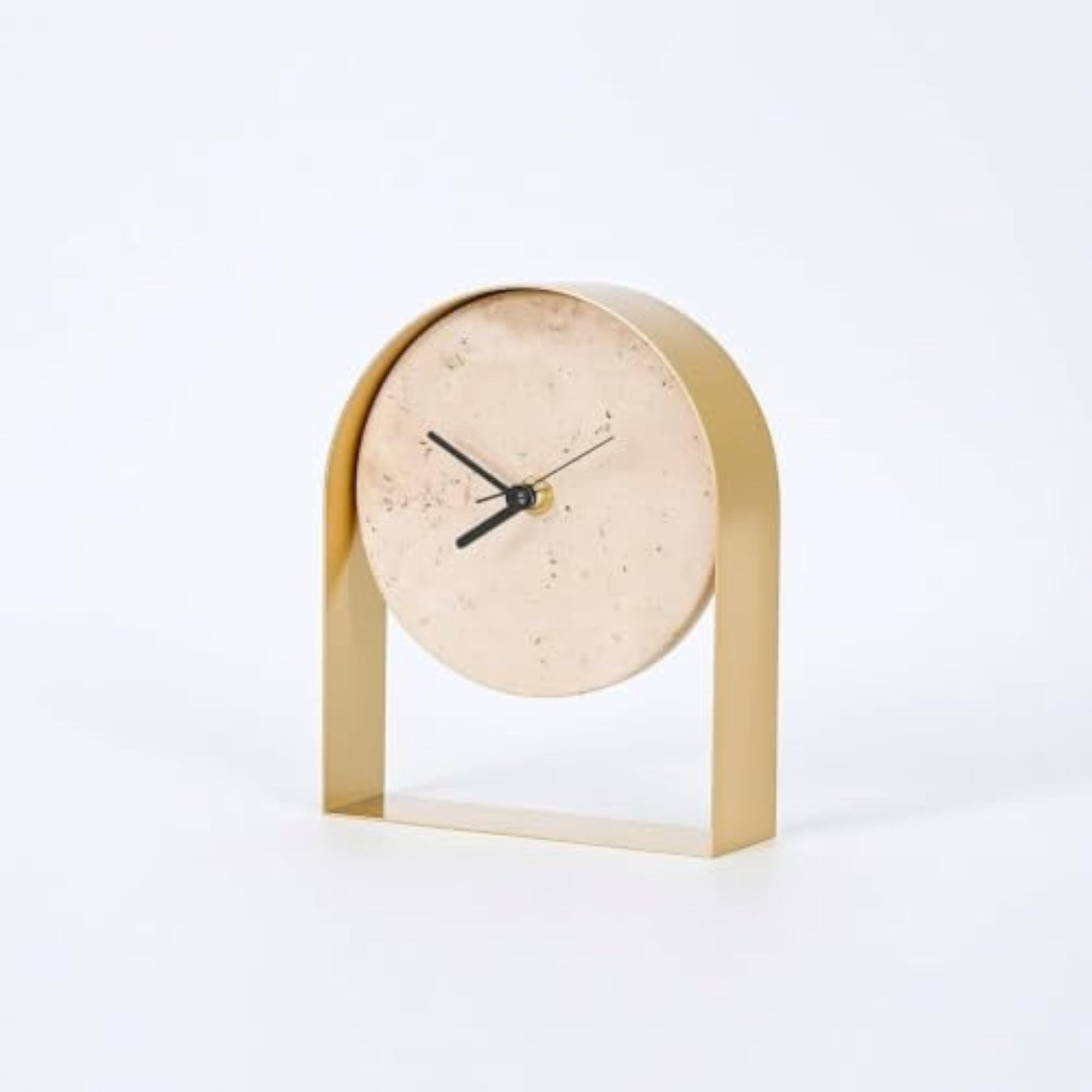 Compact Stone Face Mantel Clock, Freestanding Modern Design